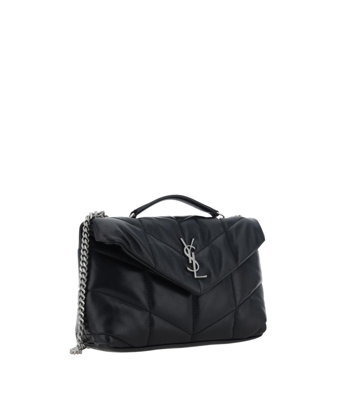 SAINT LAURENT Черная кожаная сумка с короткими ручками, фото 2