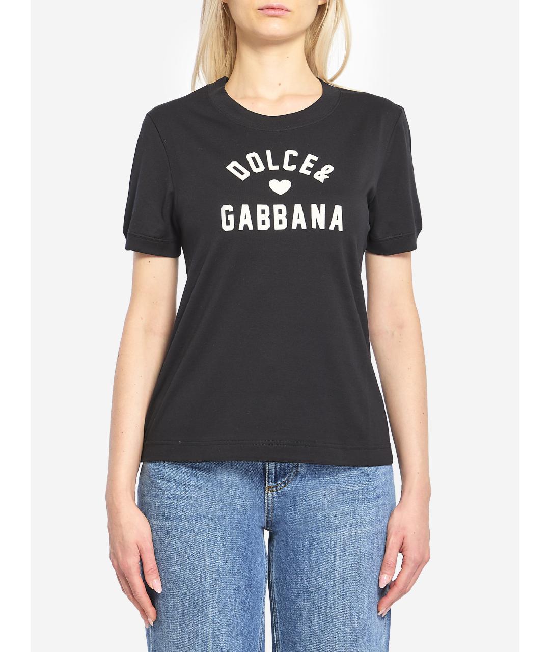 DOLCE&GABBANA Черная хлопковая футболка, фото 3