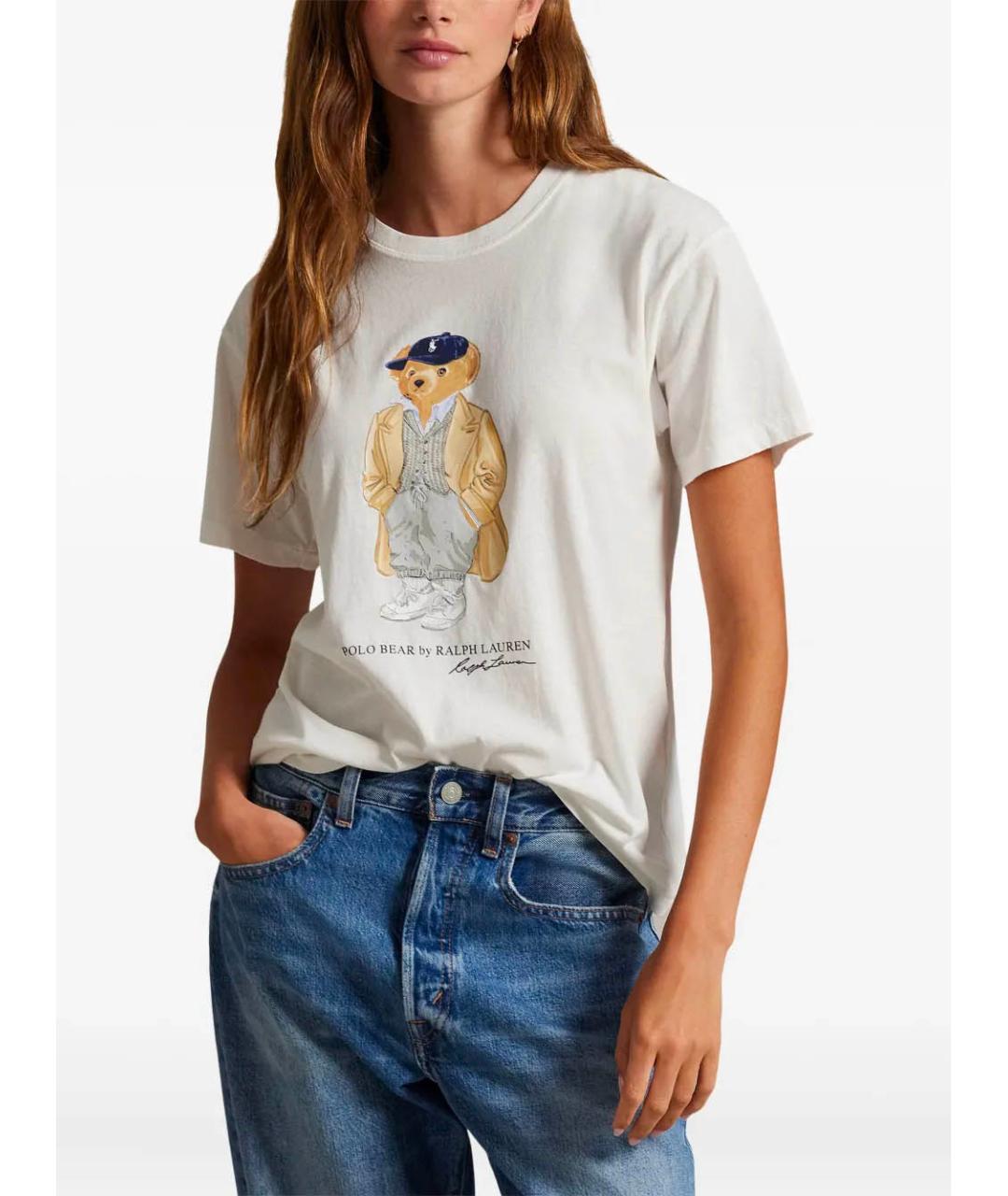 POLO RALPH LAUREN Бежевая хлопковая футболка, фото 3