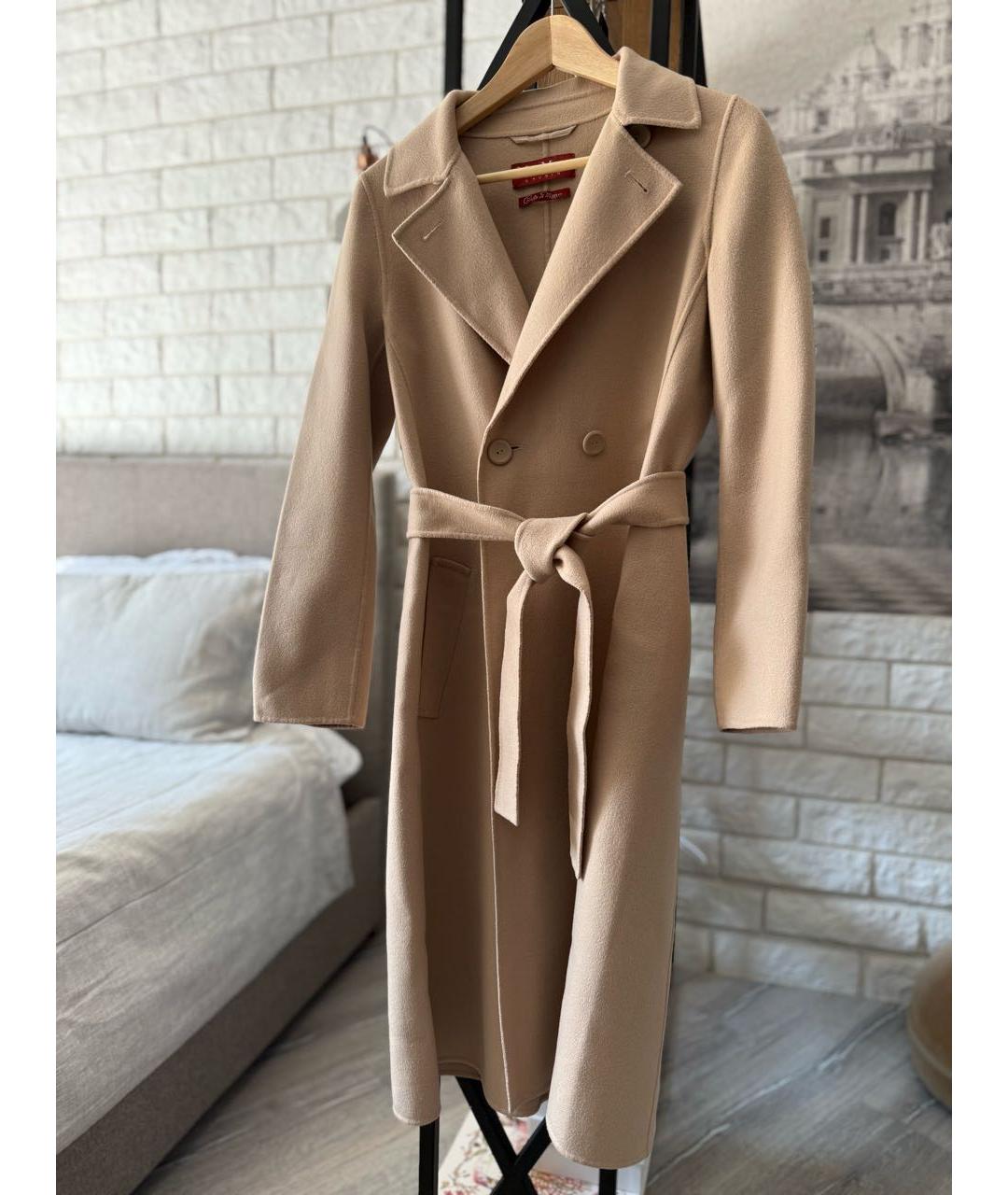 MAX MARA STUDIO Бежевое шерстяное пальто, фото 8