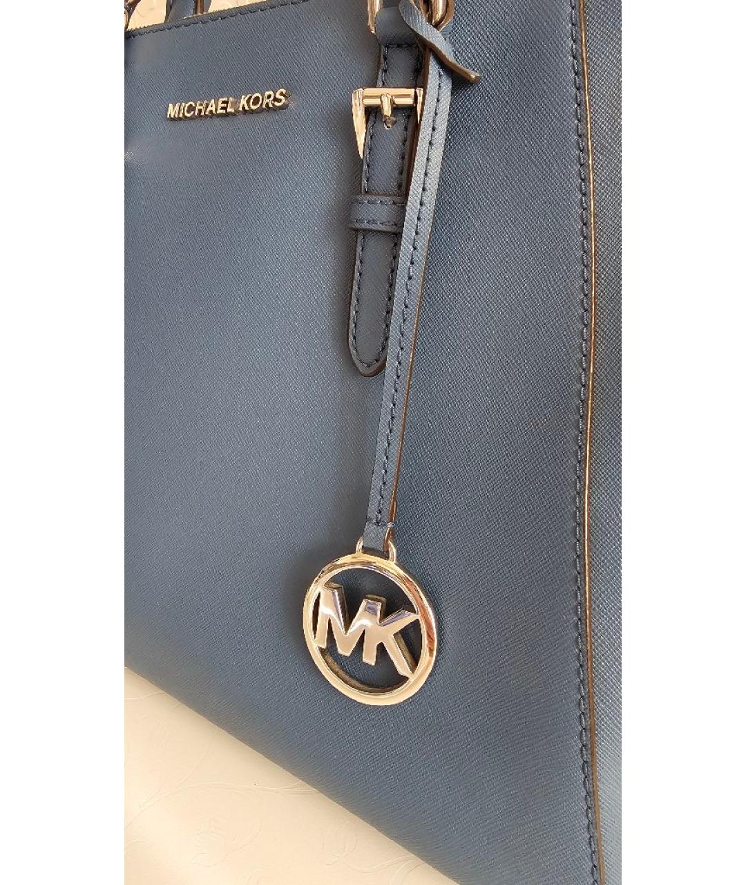 MICHAEL KORS Синяя кожаная сумка тоут, фото 5