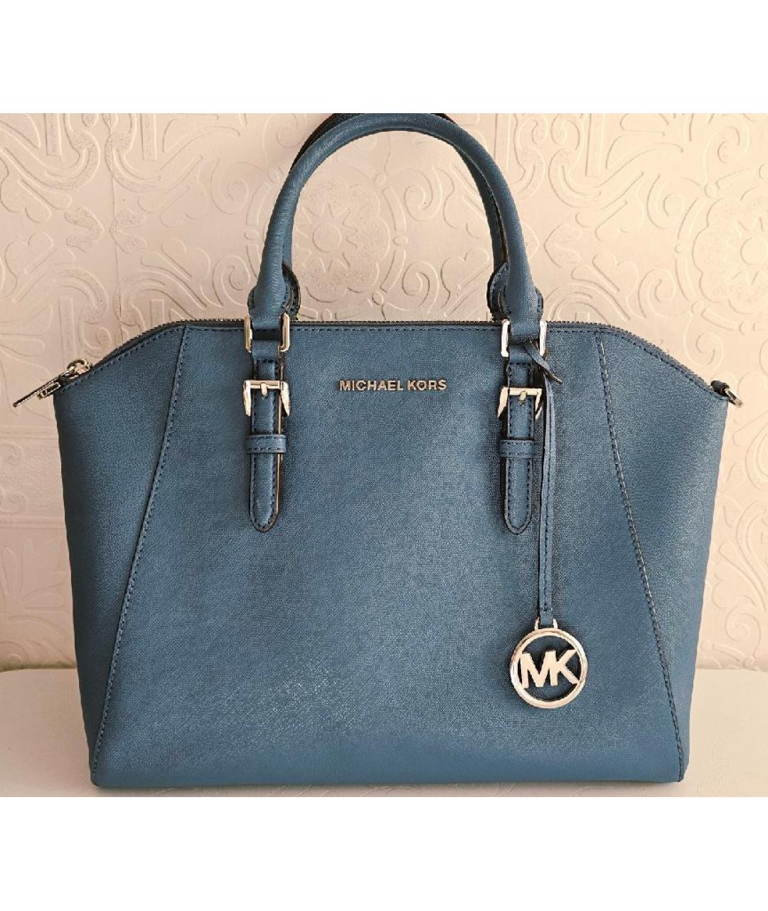 MICHAEL KORS Синяя кожаная сумка тоут, фото 3