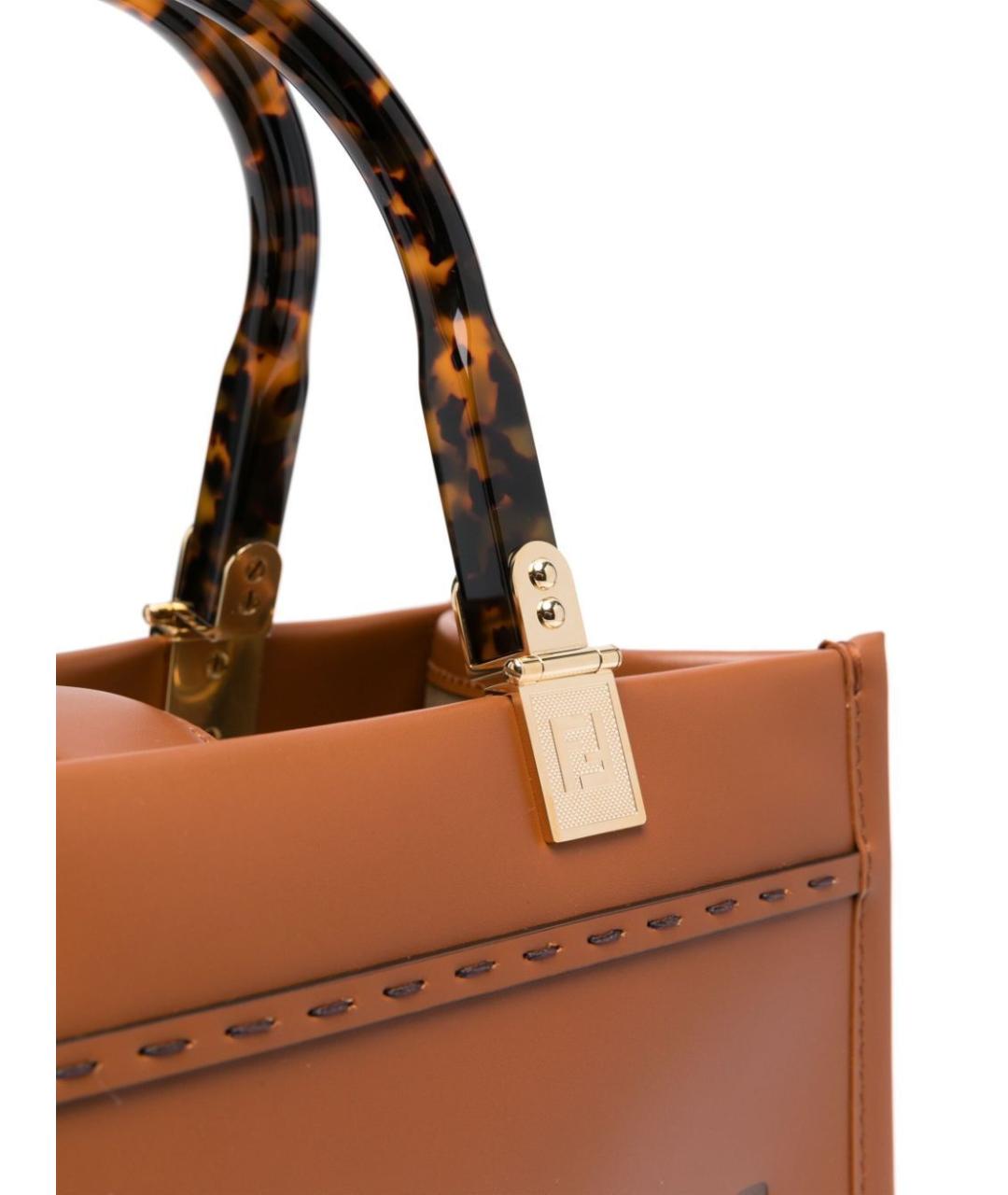 FENDI Коричневая кожаная сумка тоут, фото 5