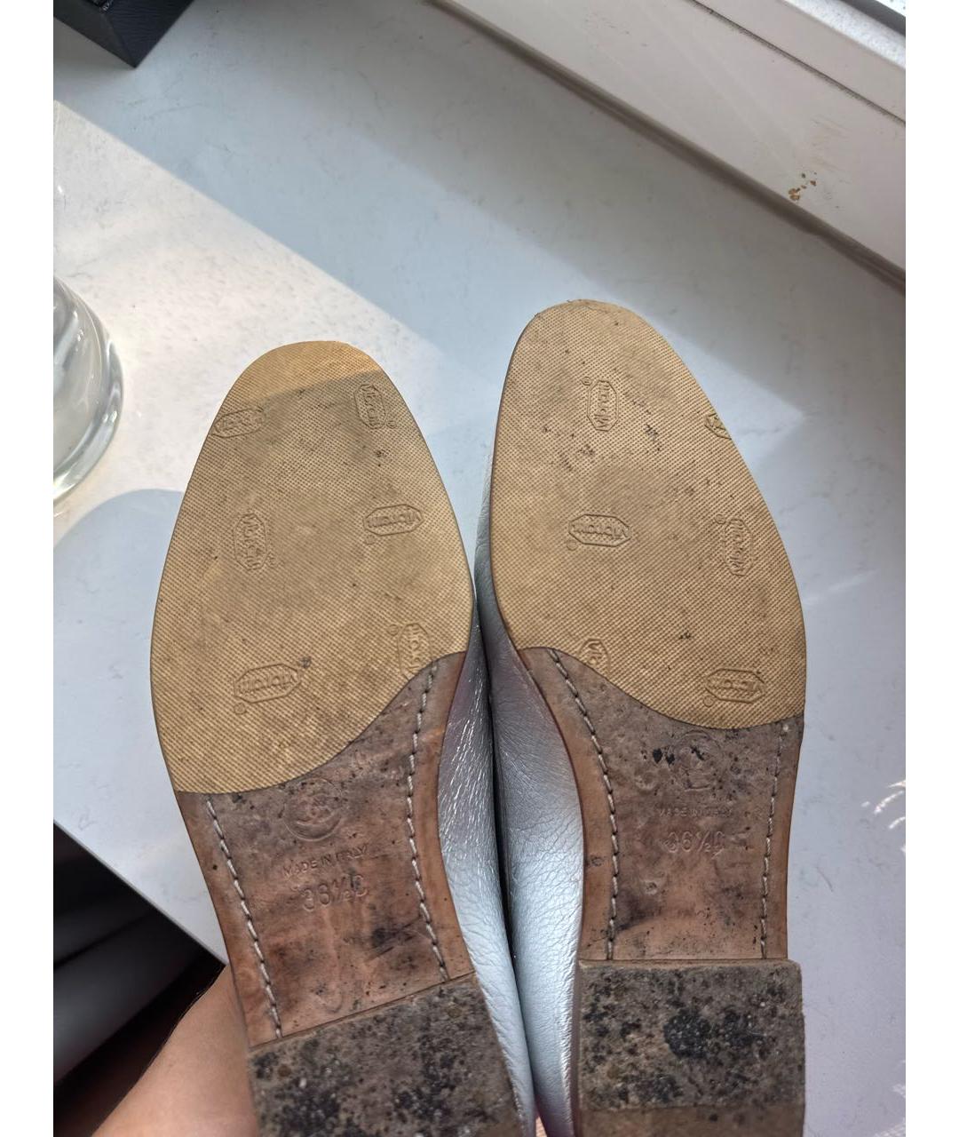 CHANEL Серебряные кожаные лоферы, фото 7