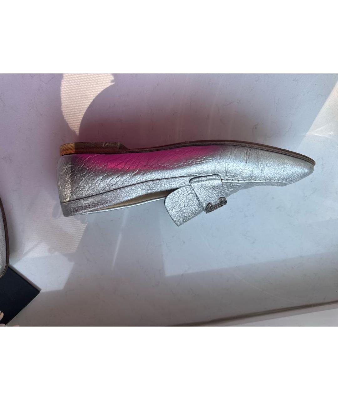 CHANEL Серебряные кожаные лоферы, фото 8