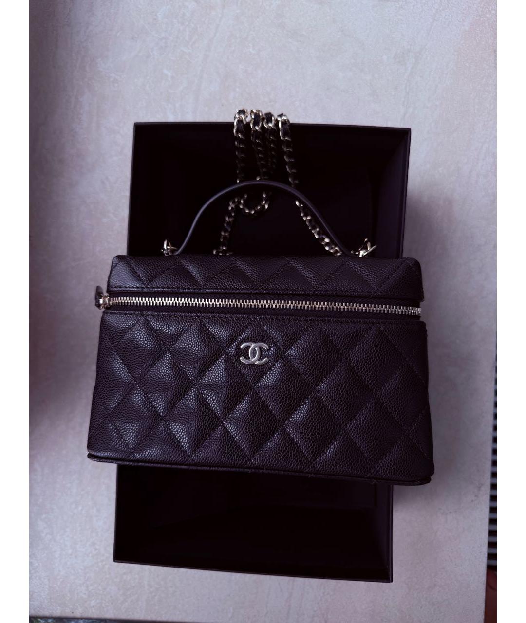 CHANEL Черная кожаная сумка с короткими ручками, фото 7