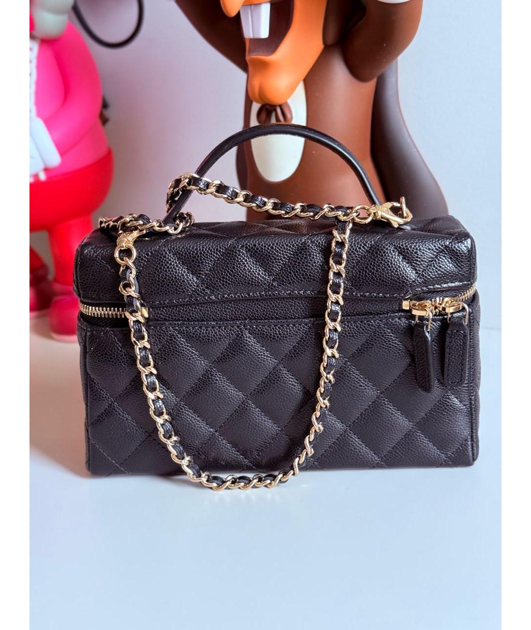 CHANEL Черная кожаная сумка с короткими ручками, фото 8