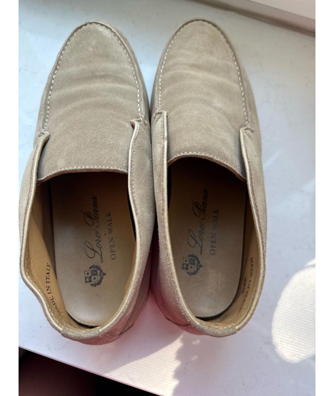 LORO PIANA Бежевые замшевые лоферы, фото 3