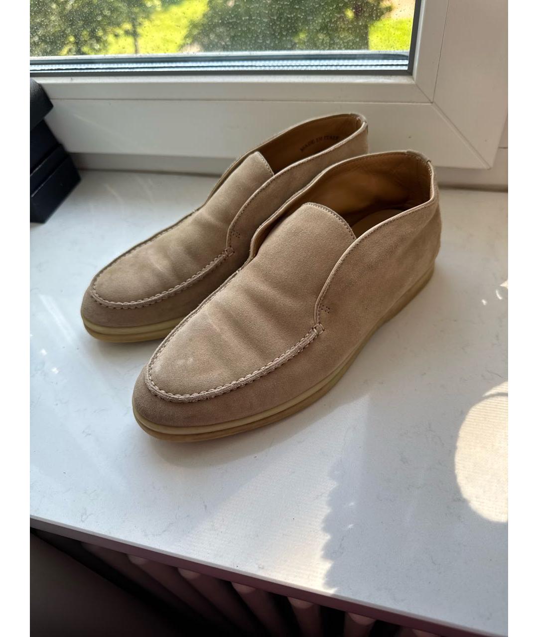 LORO PIANA Бежевые замшевые лоферы, фото 5