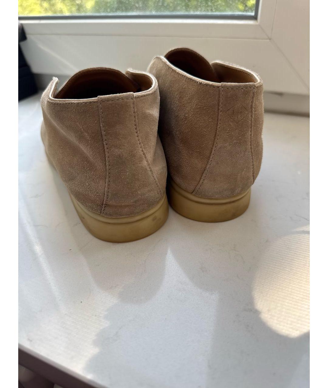 LORO PIANA Бежевые замшевые лоферы, фото 4