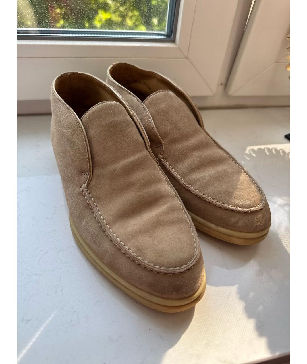 LORO PIANA Бежевые замшевые лоферы, фото 2