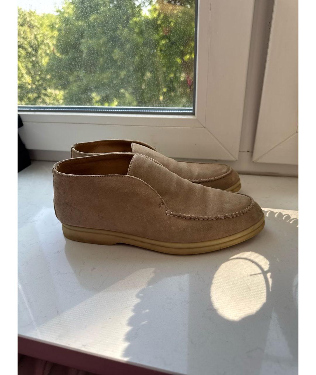 LORO PIANA Бежевые замшевые лоферы, фото 6