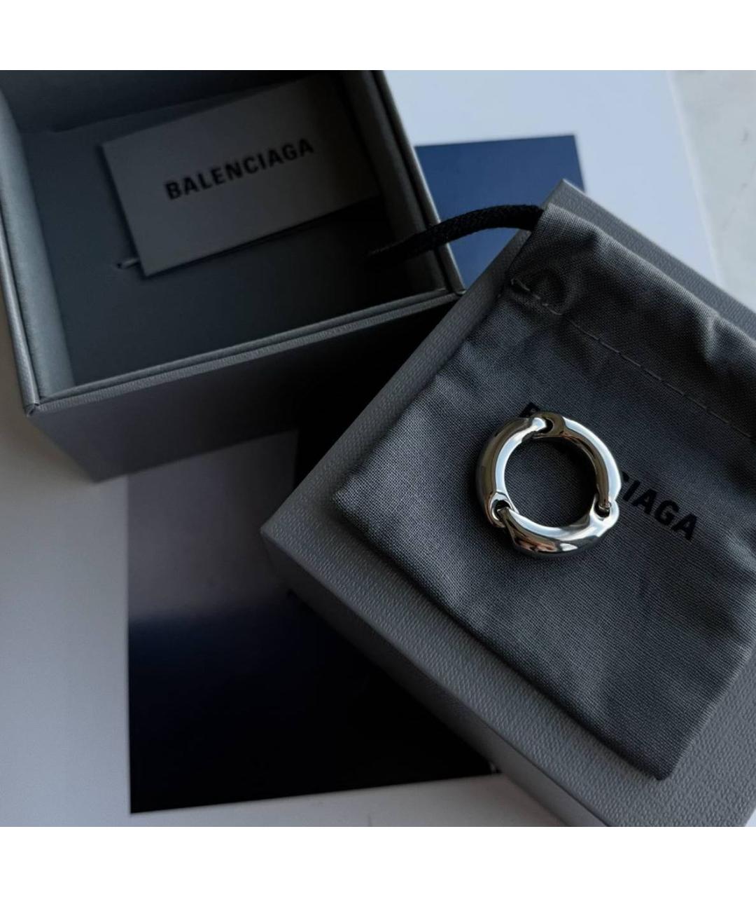BALENCIAGA Серебряное металлическое кольцо, фото 3
