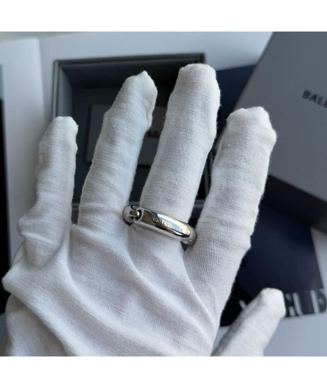 BALENCIAGA Серебряное металлическое кольцо, фото 4