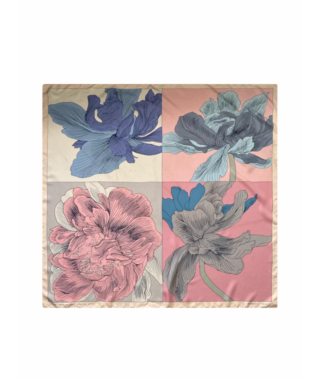 HERMES Розовый шелковый платок, фото 1