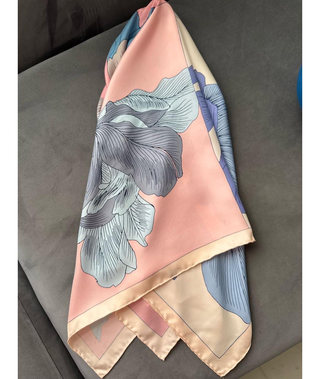 HERMES Розовый шелковый платок, фото 4