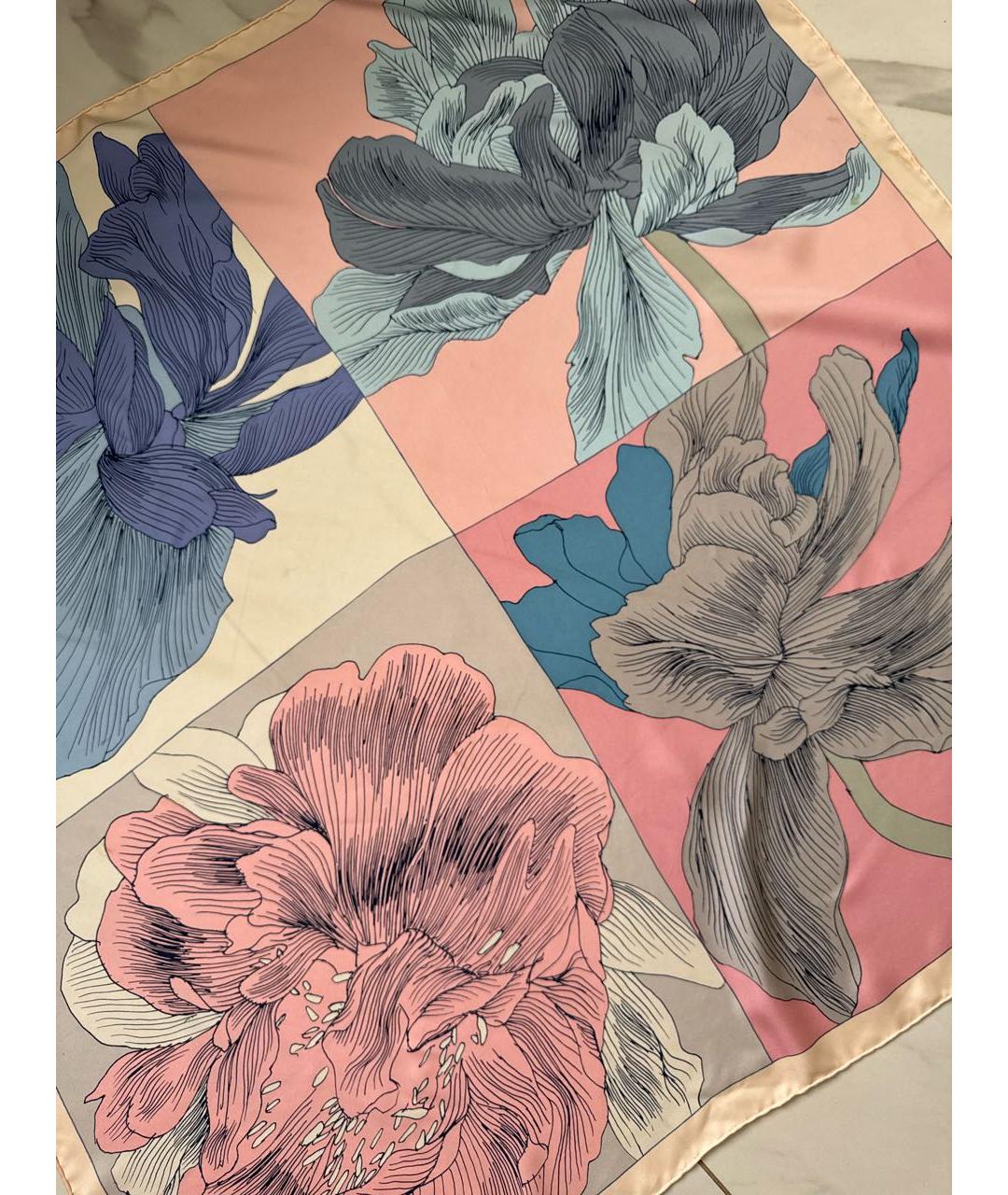 HERMES Розовый шелковый платок, фото 3