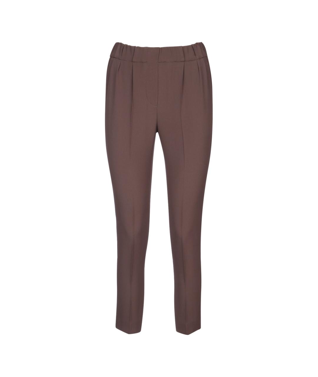 BRUNELLO CUCINELLI Коричневые ацетатные брюки узкие, фото 1