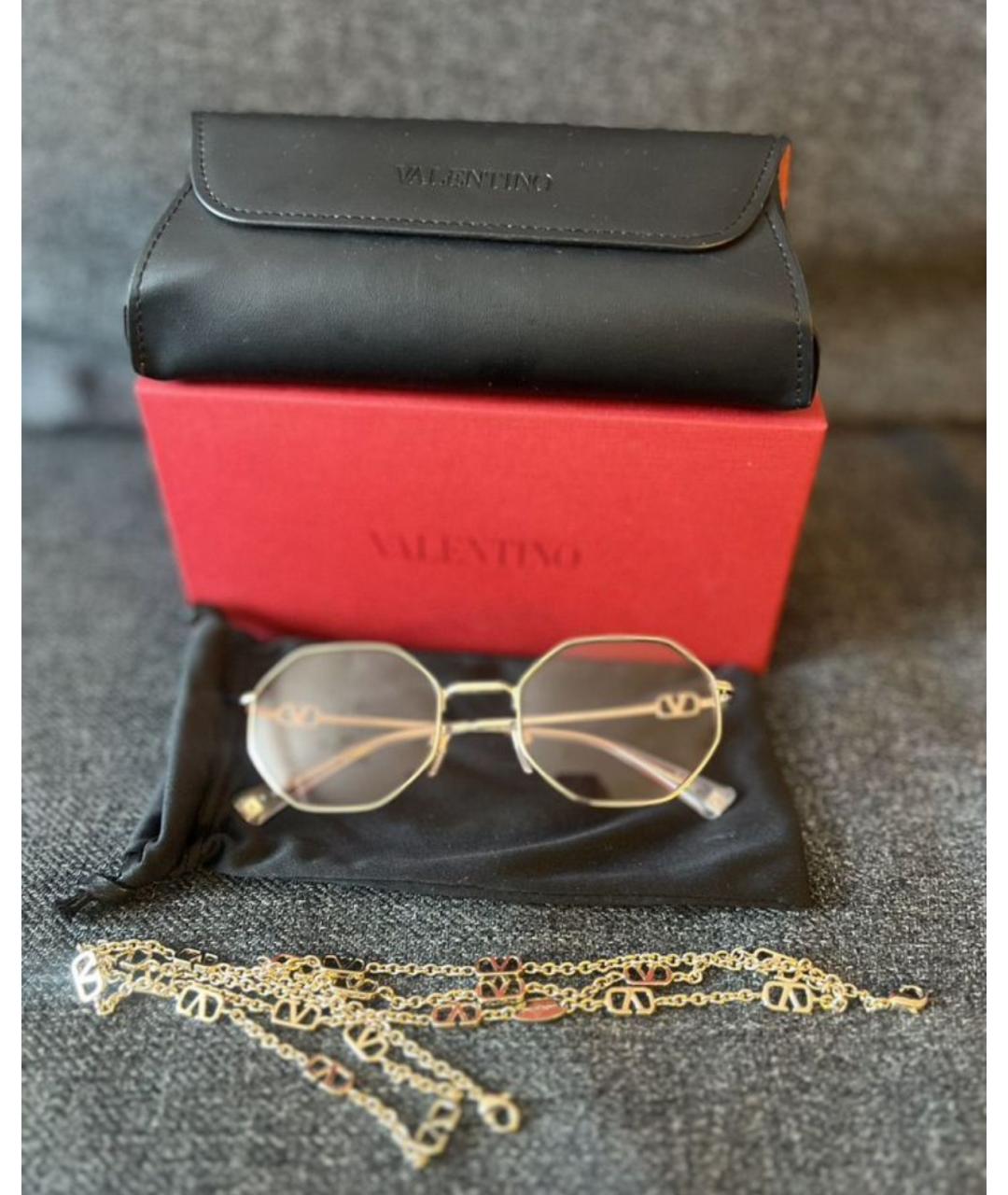 VALENTINO Золотые металлические солнцезащитные очки, фото 2