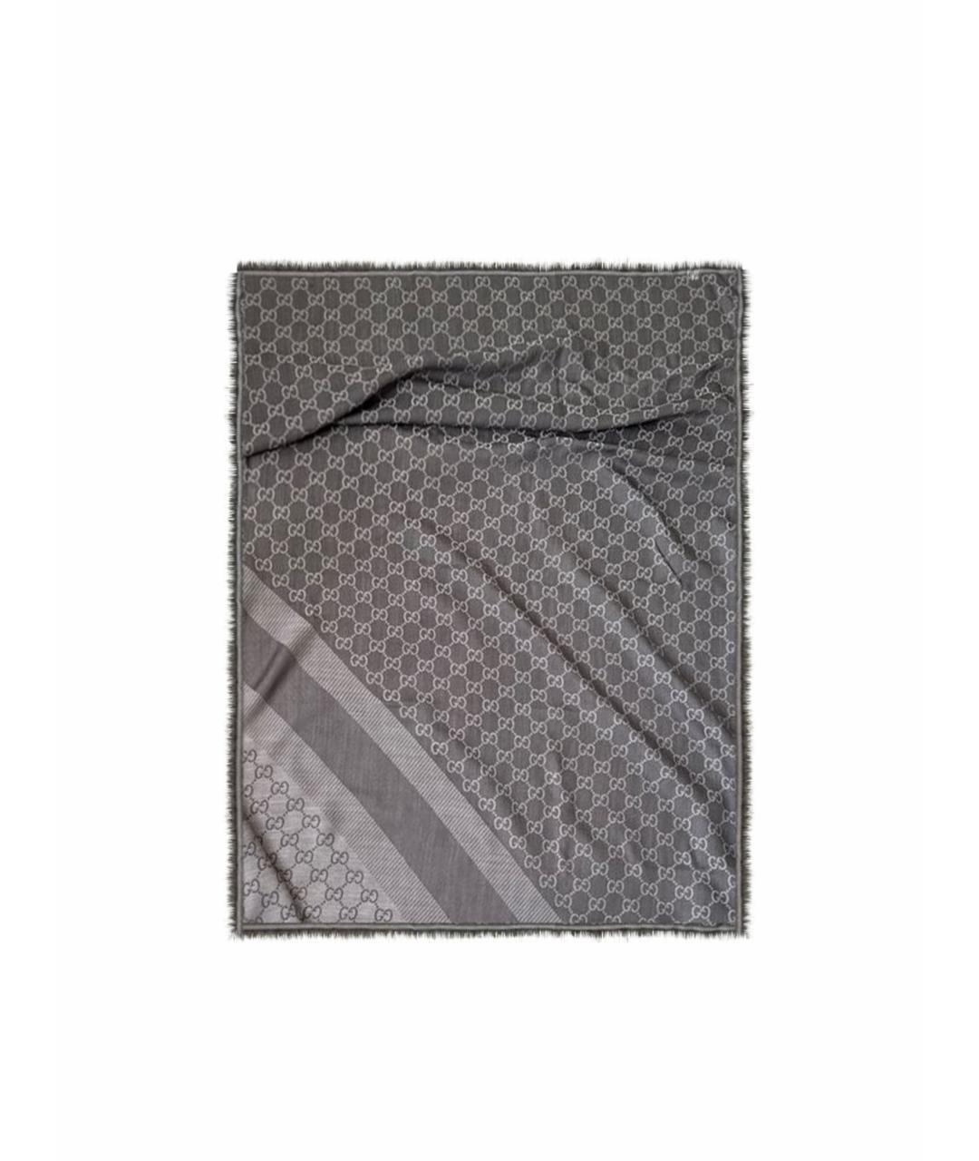 GUCCI Серый шерстяной платок, фото 1