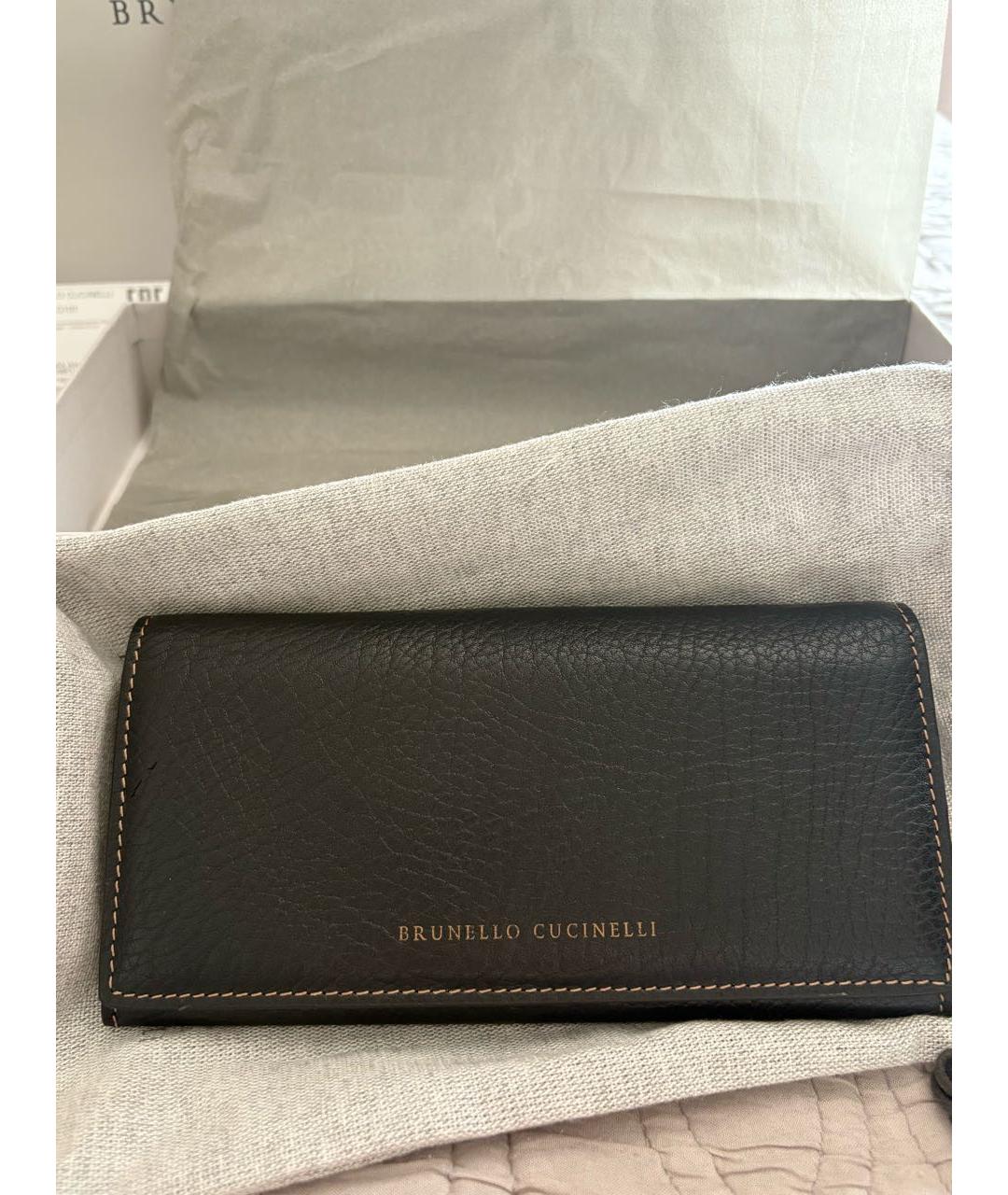 BRUNELLO CUCINELLI Черный кожаный кошелек, фото 6