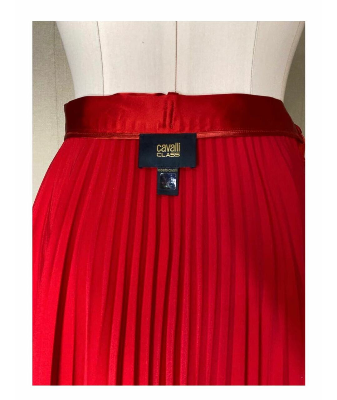 CAVALLI CLASS Красная ацетатная юбка миди, фото 3