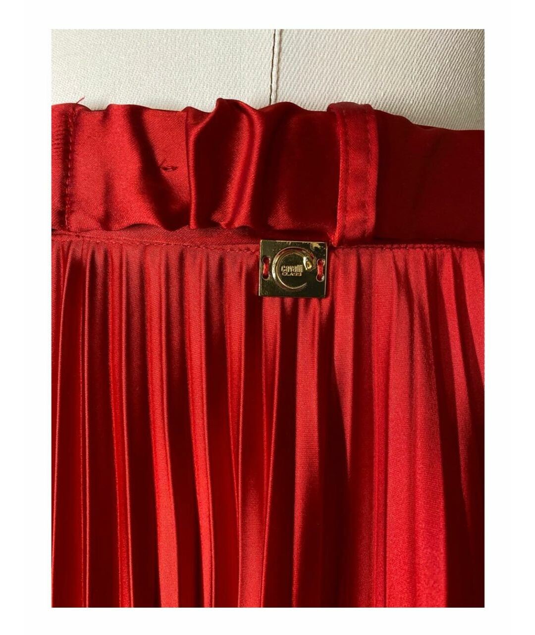 CAVALLI CLASS Красная ацетатная юбка миди, фото 4
