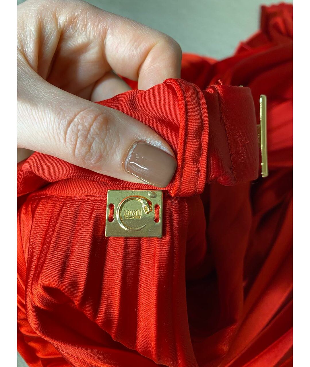 CAVALLI CLASS Красная ацетатная юбка миди, фото 8