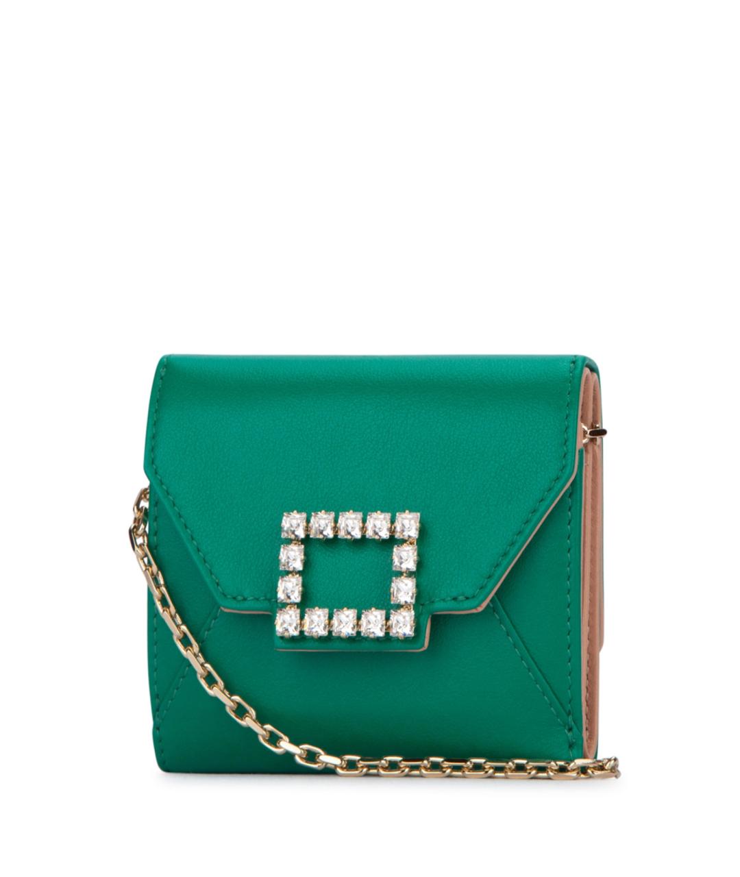ROGER VIVIER Зеленый кожаный кошелек, фото 2