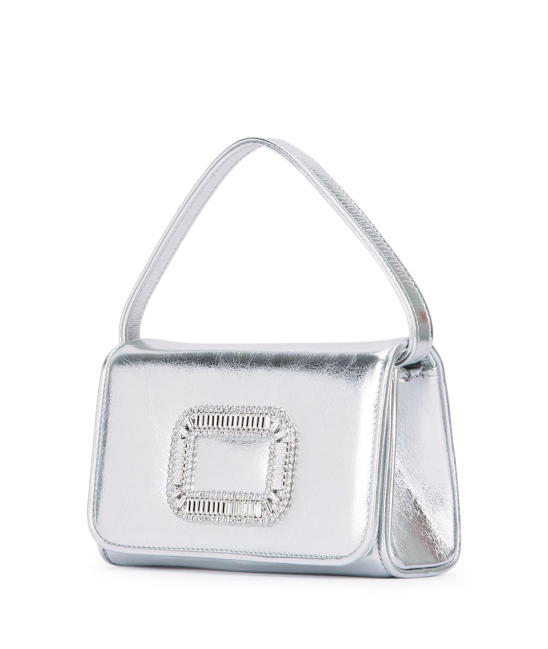 ROGER VIVIER Серебряная кожаная сумка с короткими ручками, фото 2
