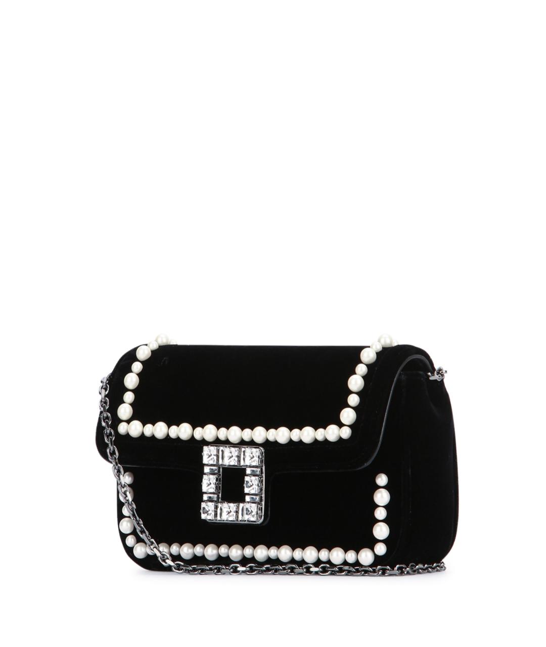 ROGER VIVIER Черная бархатная сумка через плечо, фото 2