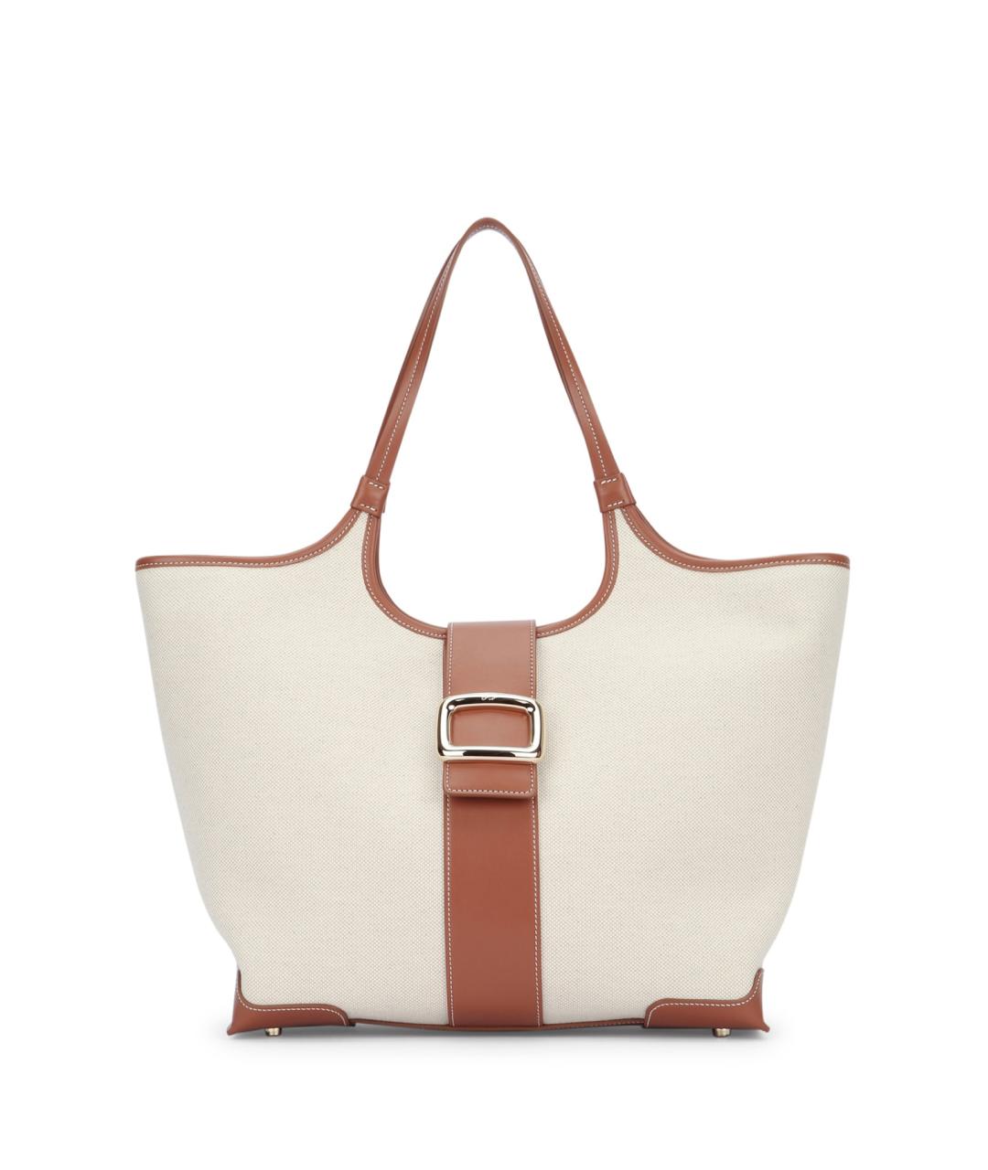 ROGER VIVIER Бежевая тканевая сумка тоут, фото 1
