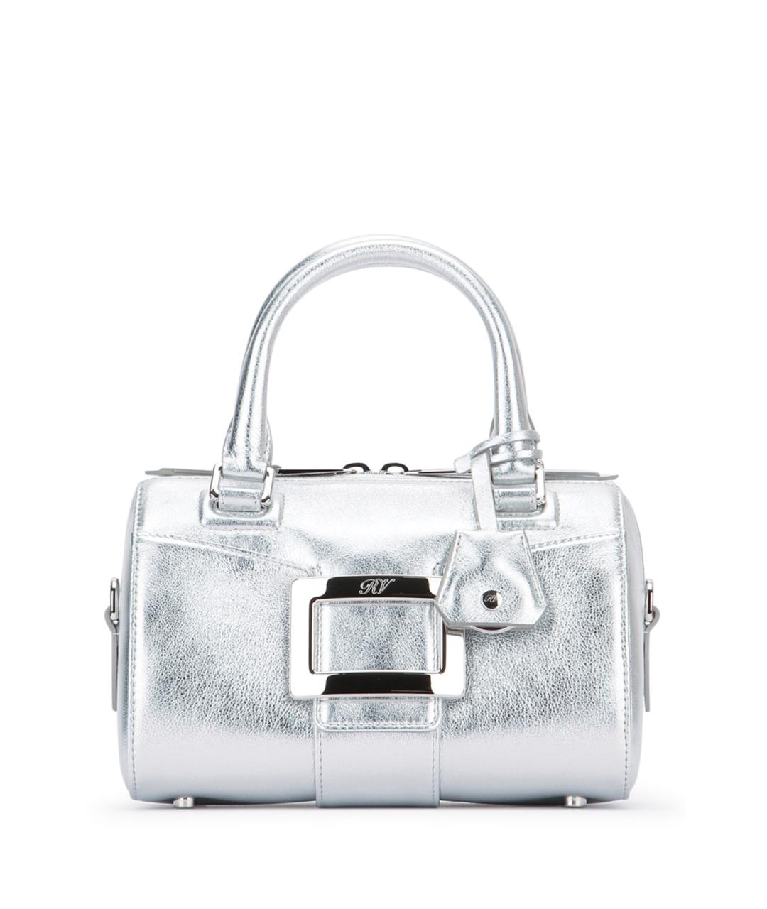 ROGER VIVIER Серебряная кожаная сумка тоут, фото 1