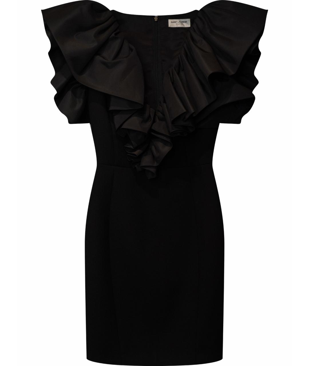 SAINT LAURENT Черное шерстяное вечернее платье, фото 1