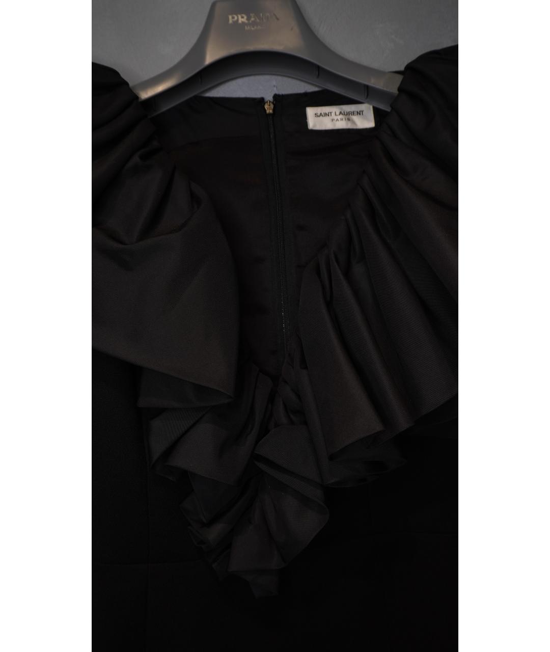 SAINT LAURENT Черное шерстяное вечернее платье, фото 3