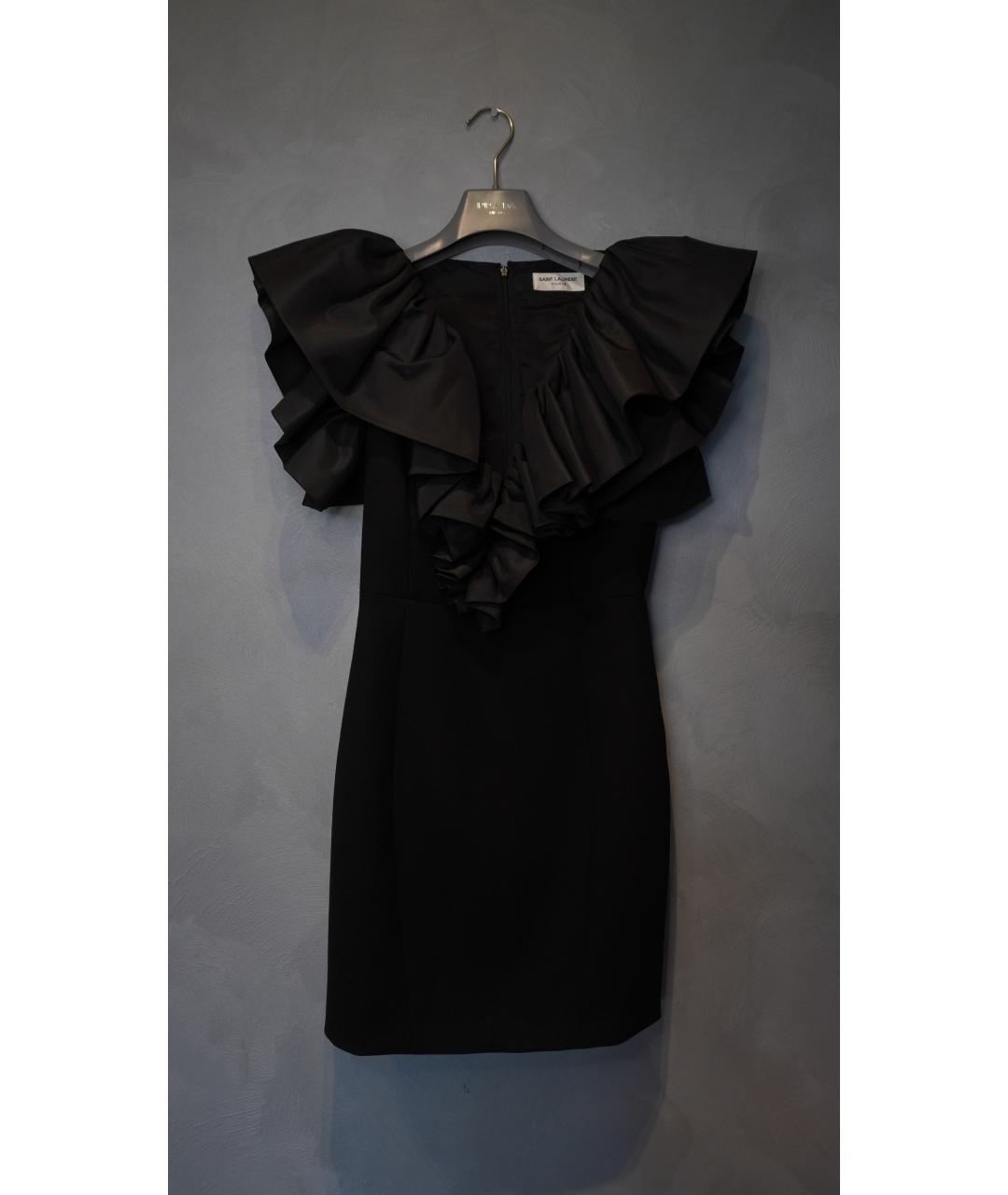 SAINT LAURENT Черное шерстяное вечернее платье, фото 8