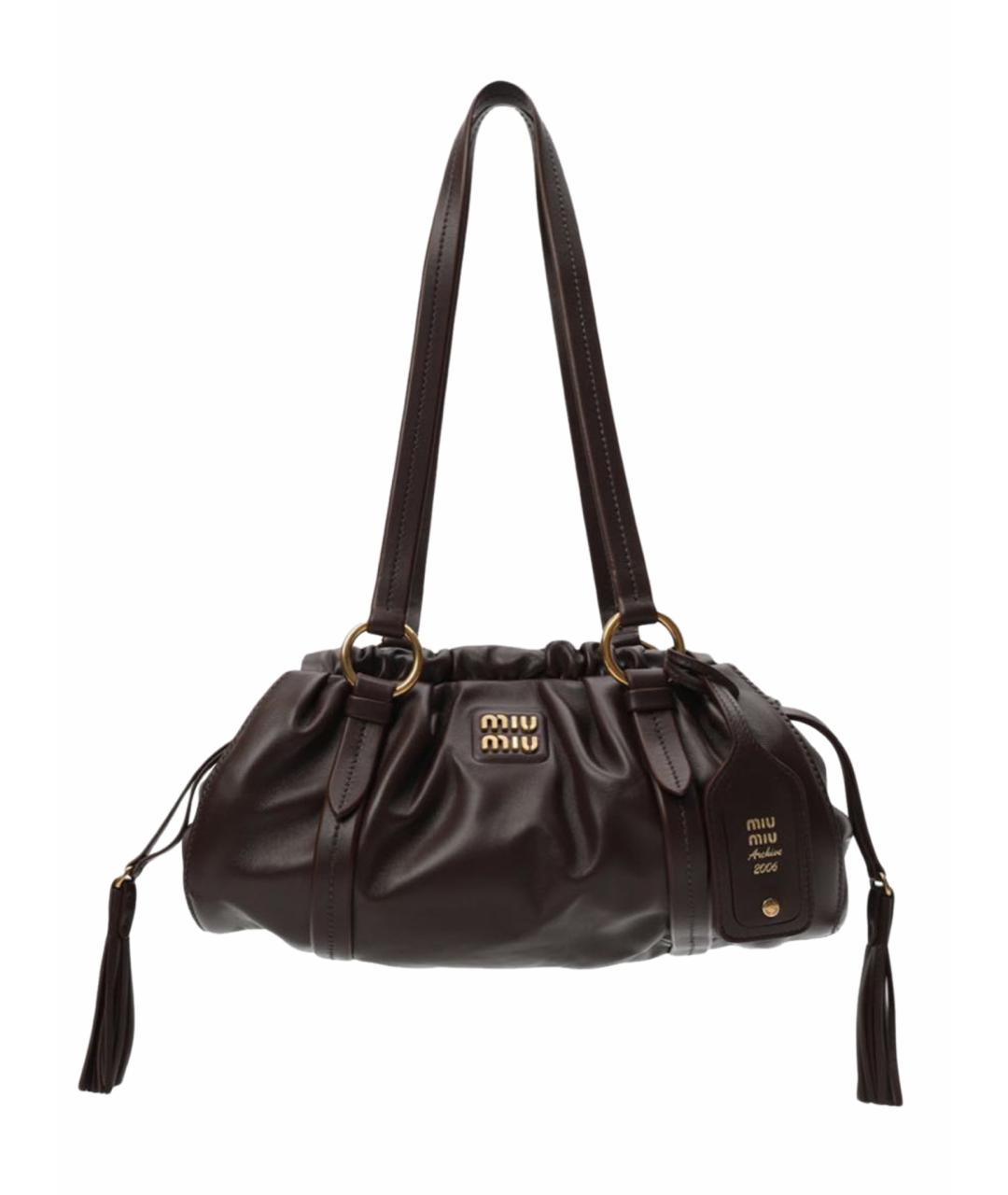 MIU MIU Коричневая кожаная сумка с короткими ручками, фото 1