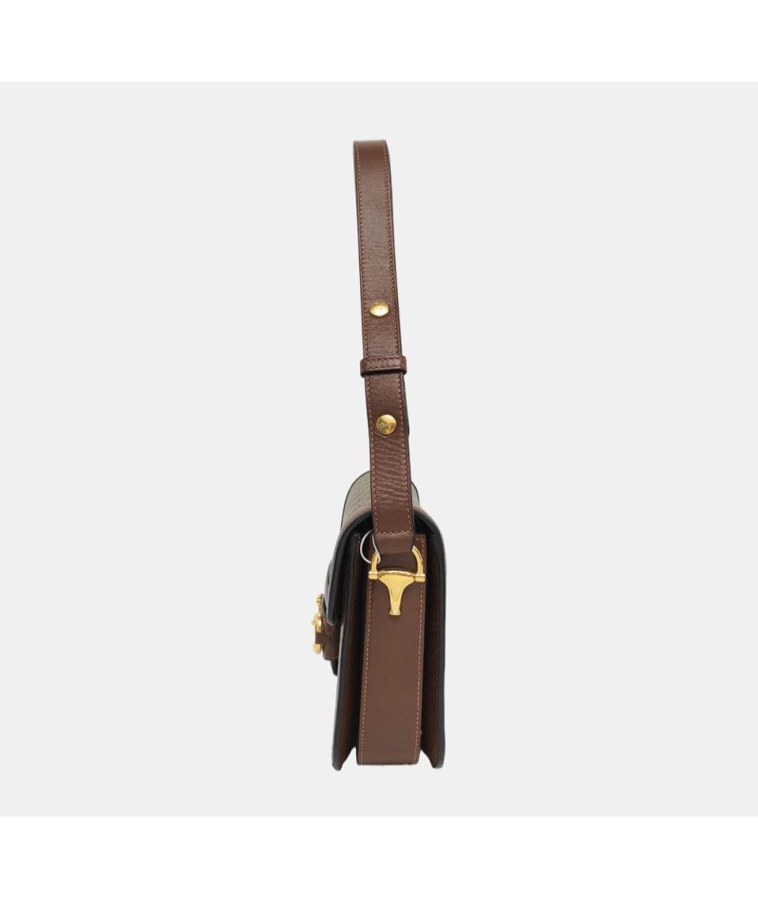 GUCCI Коричневая кожаная сумка через плечо, фото 2