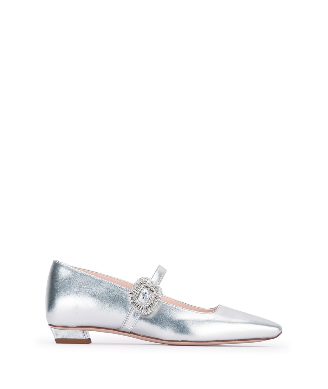ROGER VIVIER Серебряные кожаные балетки, фото 1