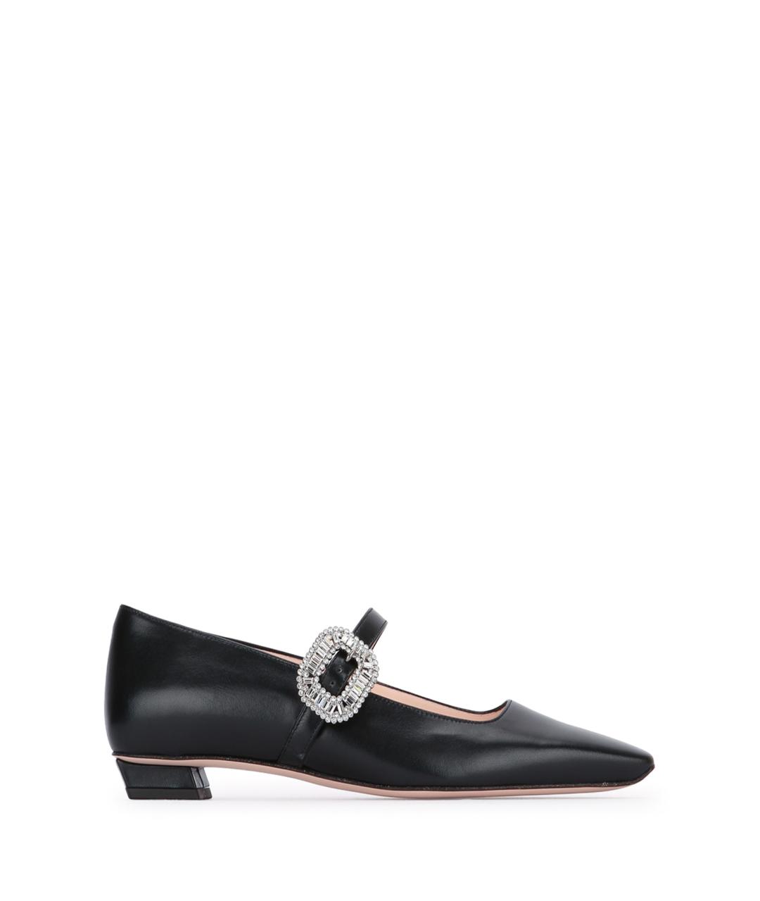 ROGER VIVIER Черные кожаные балетки, фото 1