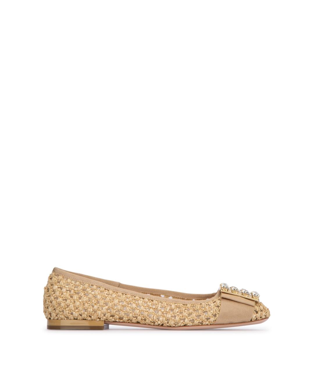 ROGER VIVIER Бежевые текстильные балетки, фото 1