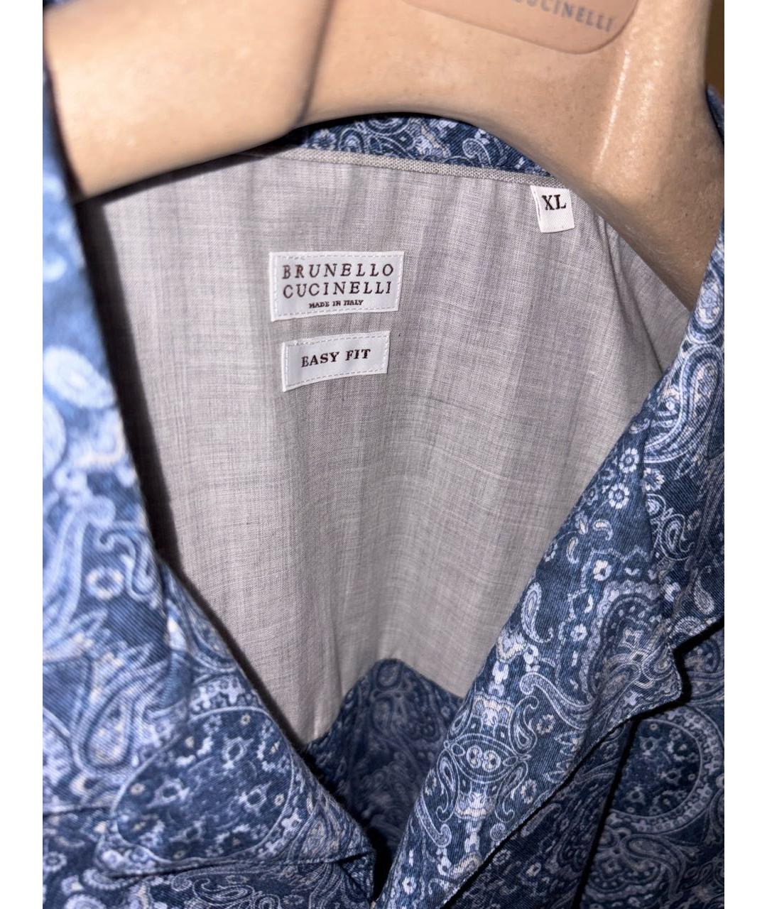 BRUNELLO CUCINELLI Синяя хлопковая кэжуал рубашка, фото 6