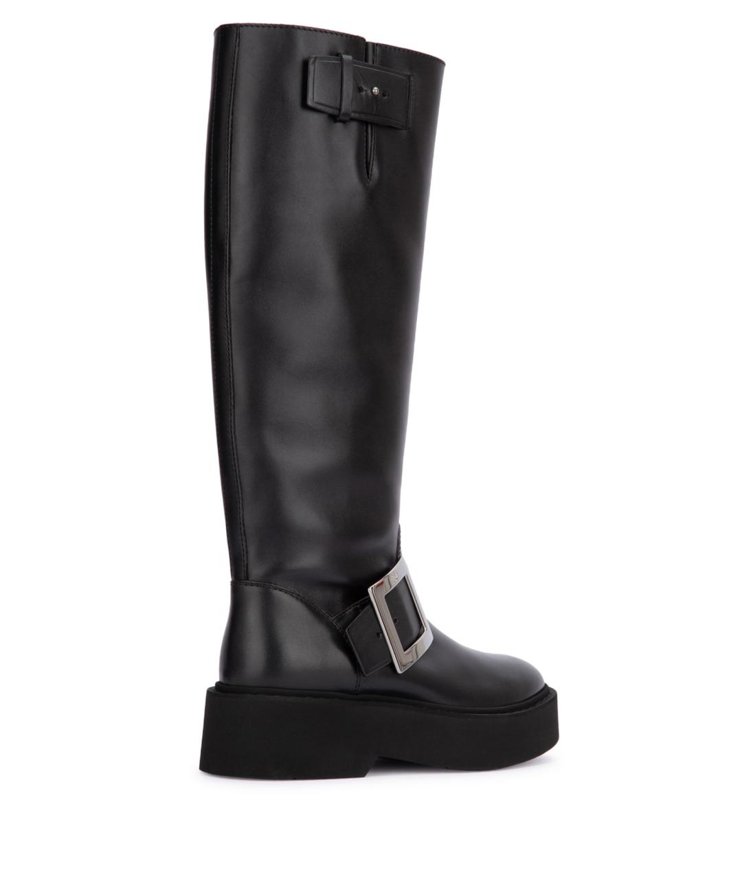 ROGER VIVIER Черные кожаные сапоги, фото 3
