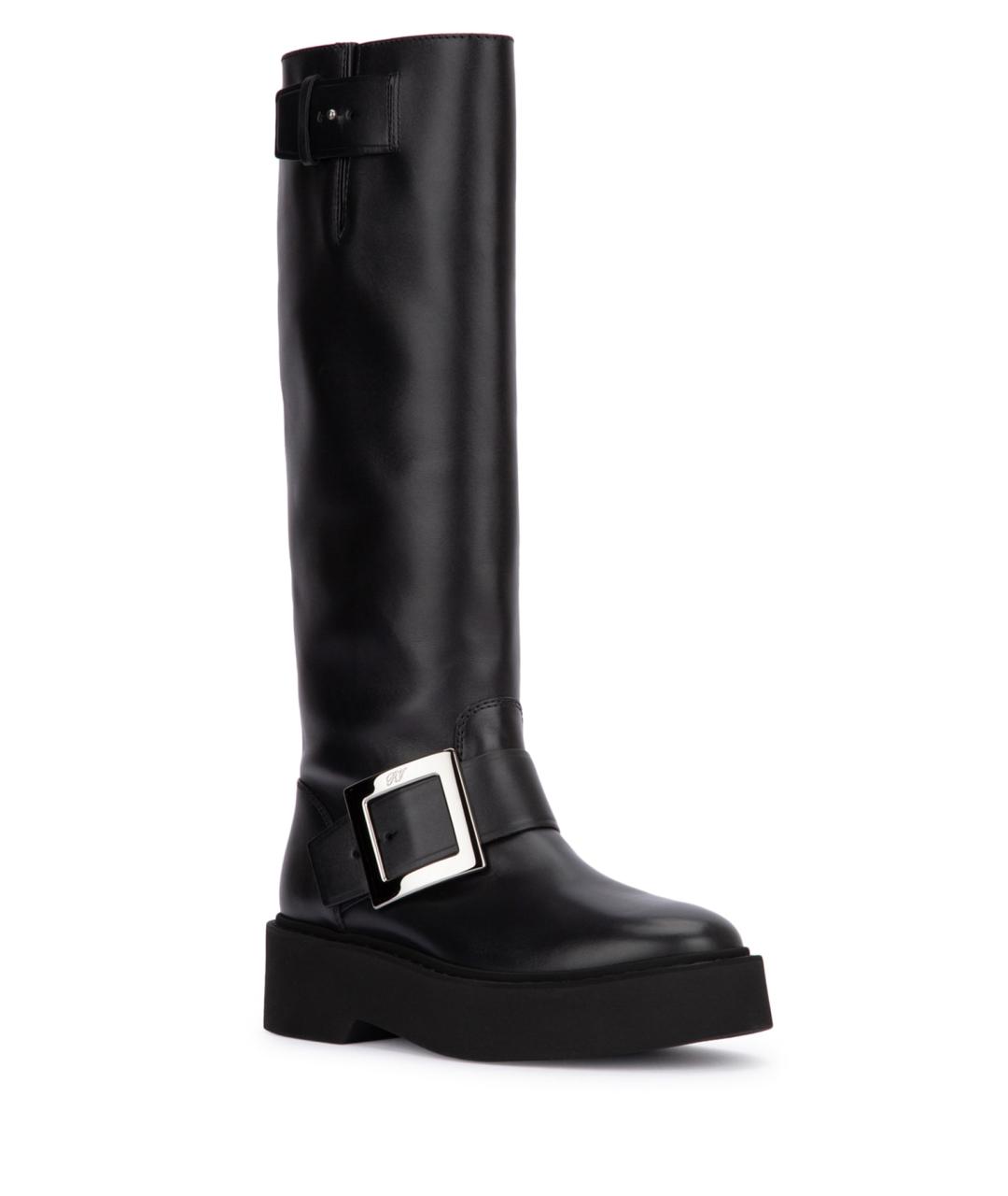 ROGER VIVIER Черные кожаные сапоги, фото 2