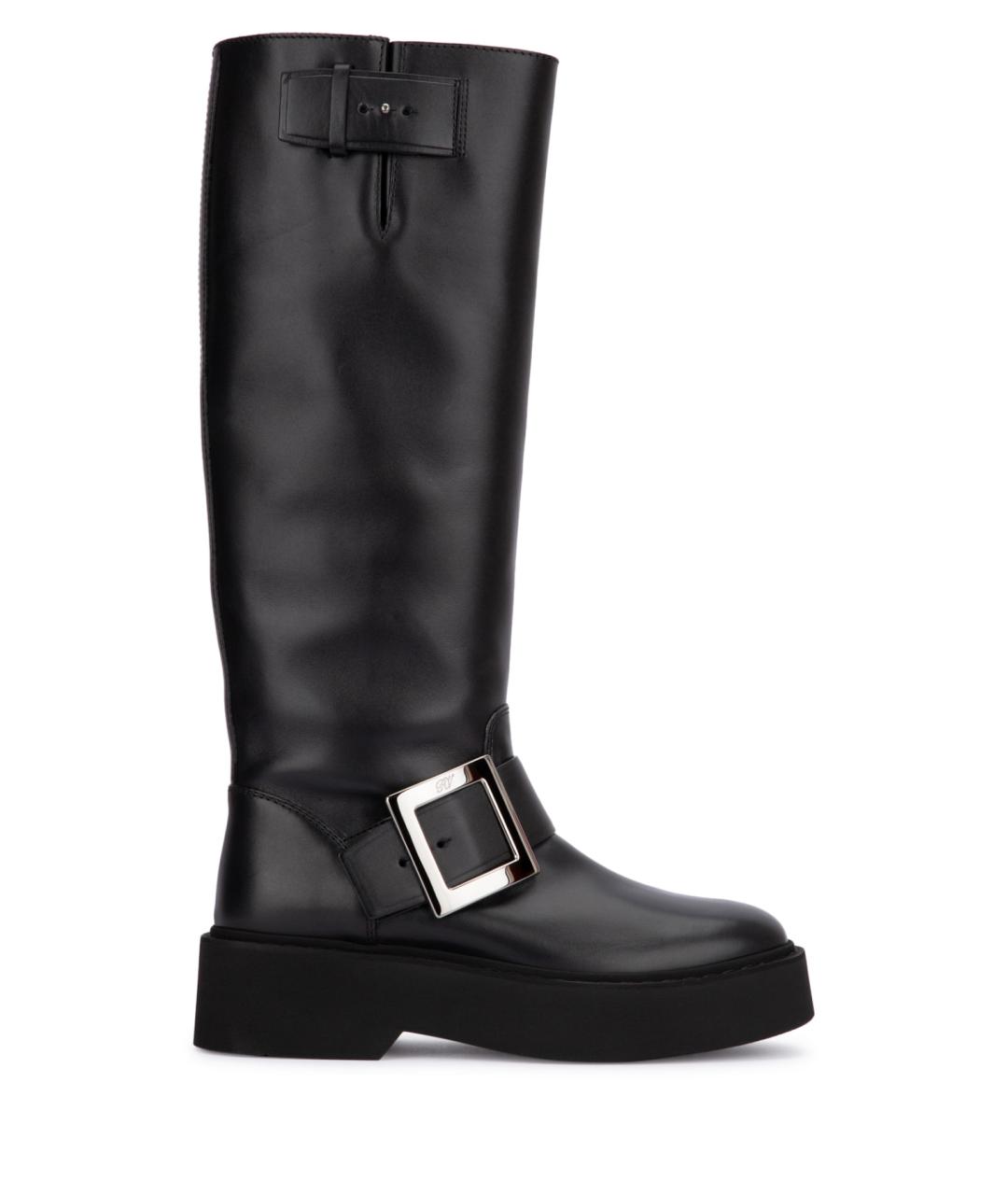 ROGER VIVIER Черные кожаные сапоги, фото 1
