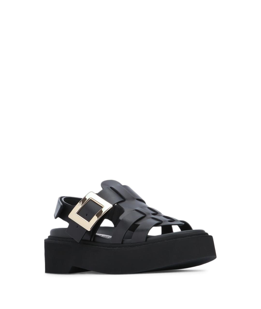 ROGER VIVIER Черные кожаные сандалии, фото 2