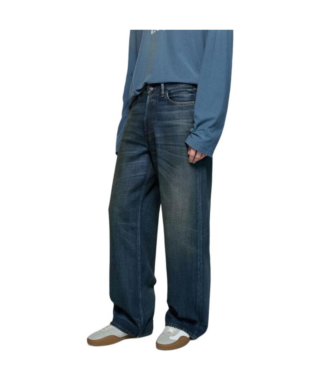 ACNE STUDIOS Темно-синие хлопковые прямые джинсы, фото 5