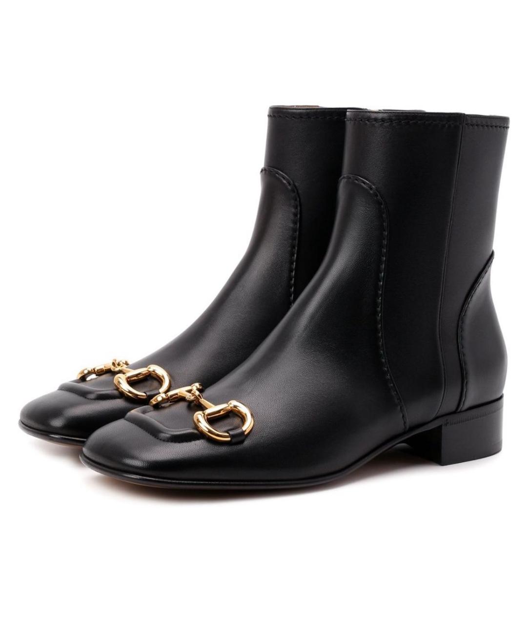 GUCCI Черные кожаные ботильоны, фото 6