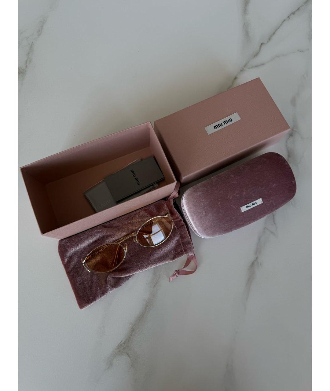MIU MIU Золотые металлические солнцезащитные очки, фото 2