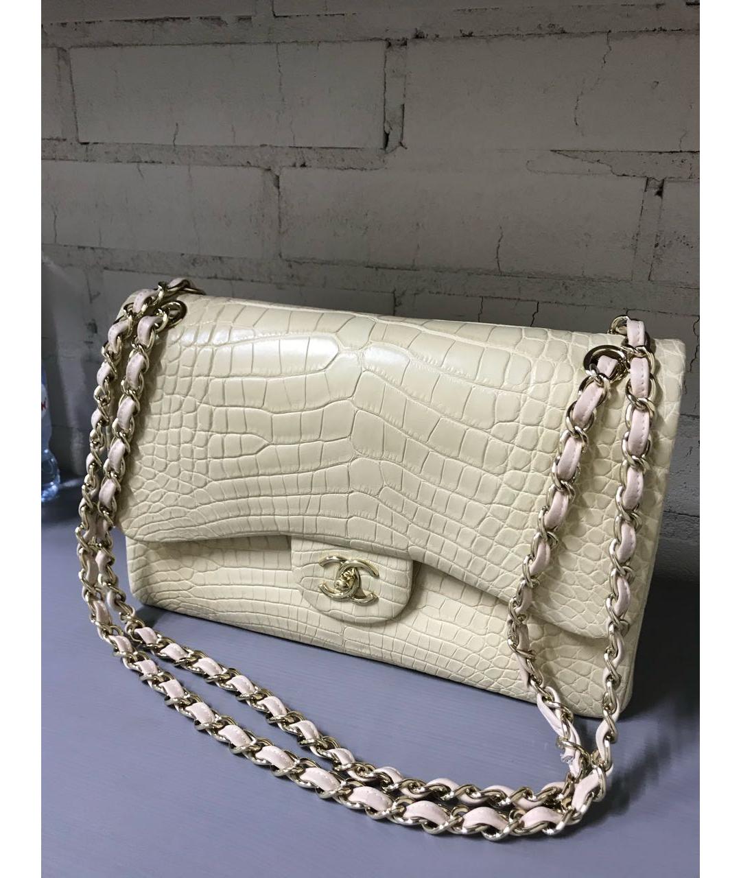 CHANEL Бежевая сумка через плечо из экзотической кожи, фото 3